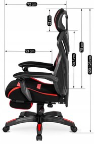 JAKS Herná stolička čierno červená látka Maximo