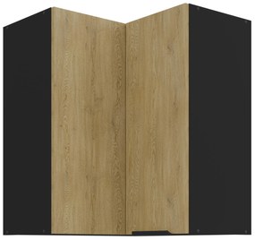 Rohová horná kuchynská skrinka Carminia 60x60 GN-72 2F (90) (dub cremona + čierna). Akcia -20%. Vlastná spoľahlivá doprava až k Vám domov. 1128001