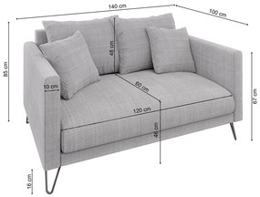 Svetlosivá ženilková pohovka 140 cm Freya – Ropez