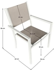 Tempo Kondela Záhradná stohovateľná stolička, biela oceľ/svetlosivá, DORIO