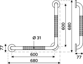 Nimco Nerezové madlo lomené 600 mm - BMLC 906060-90, čierne