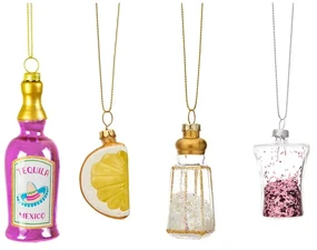Sklenené ručne vyrobené vianočné ozdoby v súprave 4 ks 9,5 cm Tequila – Sass & Belle