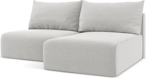 Svetlosivá zamatová rozkladacia/s úložným priestorom rohová pohovka (pravý roh/s leňoškou) Kalena – Makamii