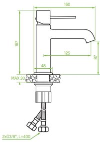 Laveo Pola, umývadlová batéria h-167, čierna matná, LAV-BAP_722D