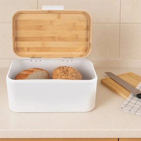 Orion Chlebník WHITELINE,  plech/bambus,  30 x 19,5 x 14,5 cm