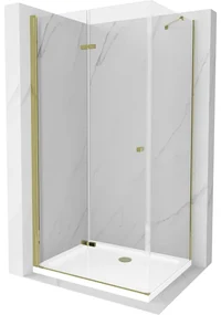 Mexen Lima sprchovací kút 90 x 100 cm, číre sklo-zlatý profil + sprchová vanička, 856-090-100-50-00-4010