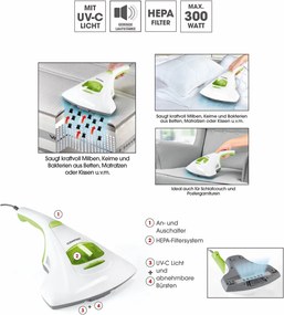 Cleanmaxx Vysávač s UV-C svetlom proti roztočom