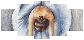 Gario Ručne maľovaný obraz Baletka v modrom - 5 dielny Rozmery: 100 x 70 cm