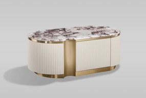 Konferenční stolek Stilig ST914B 122 cm mramor/krémový/zlatý
