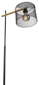 Priemyselná stojaca lampa čierna - Drum Mesh