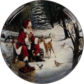 Farebný kovový podtáček Santa - Ø 11*1 cm