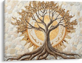 Obraz – Zlatý strom života v mozaike (70x50 cm)