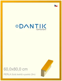 DANTIK rám na obraz 60x80 | PERLA žlutá lesklá vysoká (Plexi Čiré)