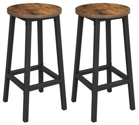 Barové stoličky LUND, 2ks, 32x65cm, hnedá/čierna Vasagle