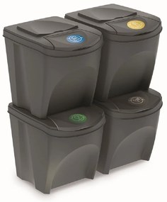PROSPERPLAST Odpadkový kôš SORTIBOX SIVÝ KAMEŇ - 4x20L