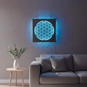 SENTOP | Drevená mandala Kvet života s LED podsvietením obraz na stenu  | SENTOP LED0168