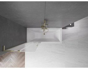 Mexen Velar L, 2-krídlová posuvná vaňová zástena 75 x 150 cm, 8mm sklo námraza, zlatá lesklá, 896-075-003-31-50