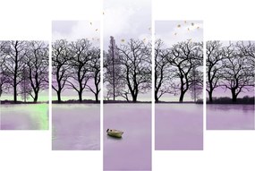 Obraz - Pramice na jazere (150x105 cm)