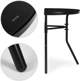 MultiGarden Polkruhový sklenený stolík na balkón a terasu - čierny MultiGarden