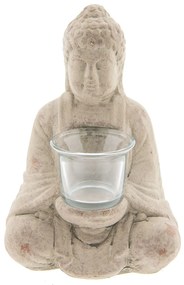 Šedý teracottový svietnik budha na čajovú sviečku - 13 * 11 * 21 cm