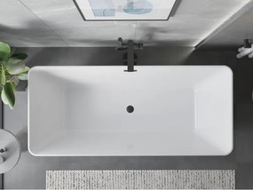 Mexen Velo Slim, voľne stojaca vaňa 170 × 75 cm, biela lesklá, čierny prepad, 52811707500-70