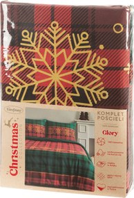 VIANOČNÉ RENFORCÉ OBLIEČKY GLORY 200X220 CM, 2 KS 70X80 CM VZOROVANÉ