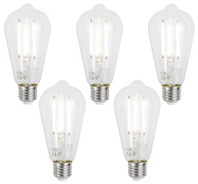 Sada 5 ks Inteligentné stmievateľné LED žiarovky E27 ST64 číre 7W 806lm 2700-6500K