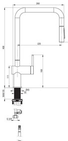 Deante Momi, drezová batéria s výsuvnou spŕškou h-408, biela matná, DEA-BKM_A73N