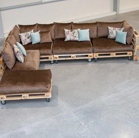 Golden Garden Paletové sedenie GG91/1 - Podsedáky a Vankúše "FIT IN" 120cm x 80cm x 15cm - penový granulát - capuccino