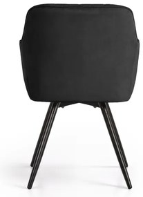 Sada dvoch jedálenských stoličiek TURNO zamatové, čierne / čierne nohy (2 ks)