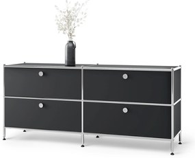 Kovová nízka skrinka »CN3« so 4 zásuvkami, čierna