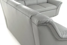 Kožená rohová sedacia súprava DUBAJ LUX XL II, Ľavá, tm. modrá (K-58)_biela (U-1)