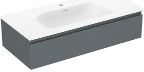 Mexen Orio, kúpeľňová skrinka 100 cm s umývadlom Vela, 1 zásuvka, grafitová matná/biela matná, 91A10-10023-1-BF66-W23M01
