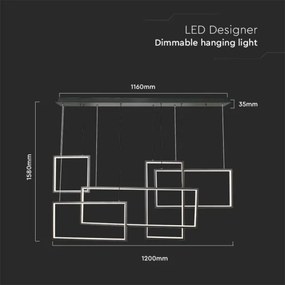 LED Stmievateľný luster na lanku LED/45W/230V 3000K čierna