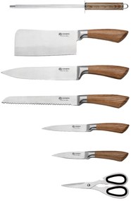 8 dielna sada nožov v otočnom stojane v hnedej farbe