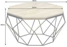 Konferenčný stolík DIAMOND 70cm regálový železný čierny travertín