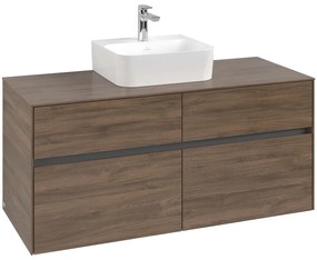 VILLEROY &amp; BOCH Collaro závesná skrinka pod umývadlo na dosku (umývadlo v strede), 4 zásuvky, 1200 x 500 x 548 mm, Arizona Oak, C09700VH