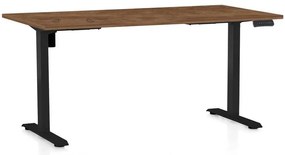 Výškovo nastaviteľný stôl OfficeTech B, 160 x 80 cm, čierna podnož, dub silverjack