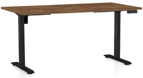 Výškovo nastaviteľný stôl OfficeTech B, 160 x 80 cm, čierna podnož, dub silverjack