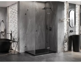 Mexen Lunar, výklopný sprchový kút pravý 90 x 70 cm, 8mm číre sklo, profil grafit brúsený, 834-090-070-66-00-P