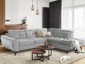Rohová sedacia súprava Sergio, svetlo šedá látka, pravý roh