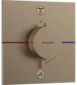 HANSGROHE ShowerSelect Comfort E termostat pod omietku pre 2 spotrebiče, so zabudovanou bezpečnostnou kombináciou podľa EN1717, kartáčovaný bronz, 15578140