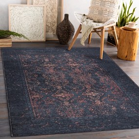 ANDRE 1013 umývací koberec Ornament, protišmykový - čierna / terakota Veľkosť: 160x220 cm