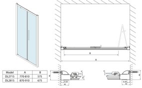 Polysan Polysan, LUCIS LINE skladacie sprchové dvere 900mm, číre sklo, DL2815
