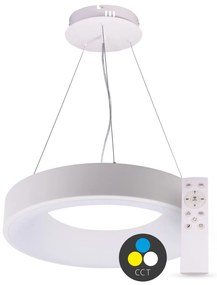 T-LED SMART TUYA Biele závesné LED svietidlo guľaté 480mm 48W CCT s DO 105569