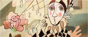 Obraz - Kubizmus - harlequin and rose (120x50 cm)