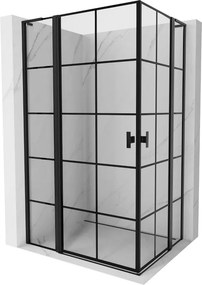Mexen, Mexen Mist L Duo výklopný sprchový kút 120 x 110 cm, čierna mriežka - 8A4L-120L-110P-70-77