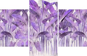 Obraz - Fialové listy v omietke (90x60 cm)