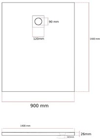 Erga Oldaf, SMC obdĺžniková sprchová vanička 140 x 90 cm, čierna matná, ERG-GMA-OL-90140BK