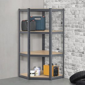 InternetovaZahrada Rohový regál - 160x75x40-75 cm - šedý